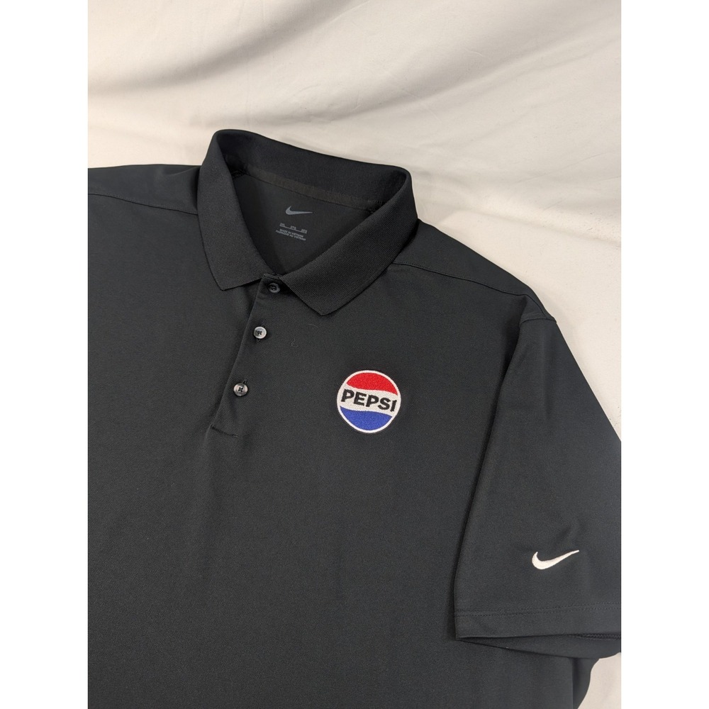 Nike Men's Polo Shirt Black 3XL Short Sleeve Breathable Pepsi Logo Button Black